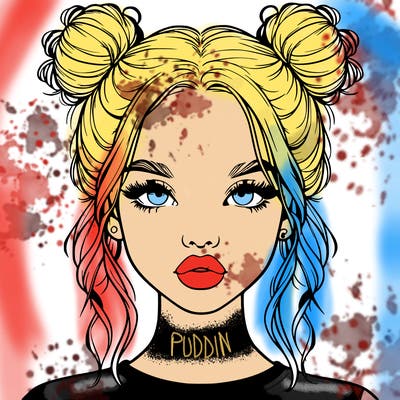 realistic girl with two buns in hair and lips