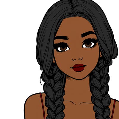 realistic girl with braids