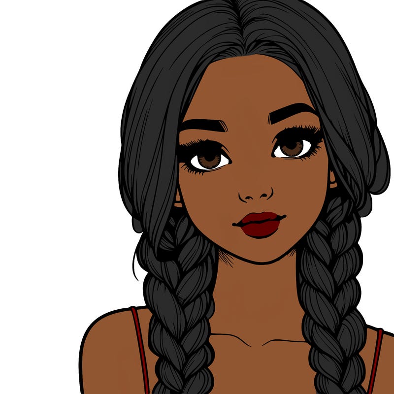 realistic girl with braids