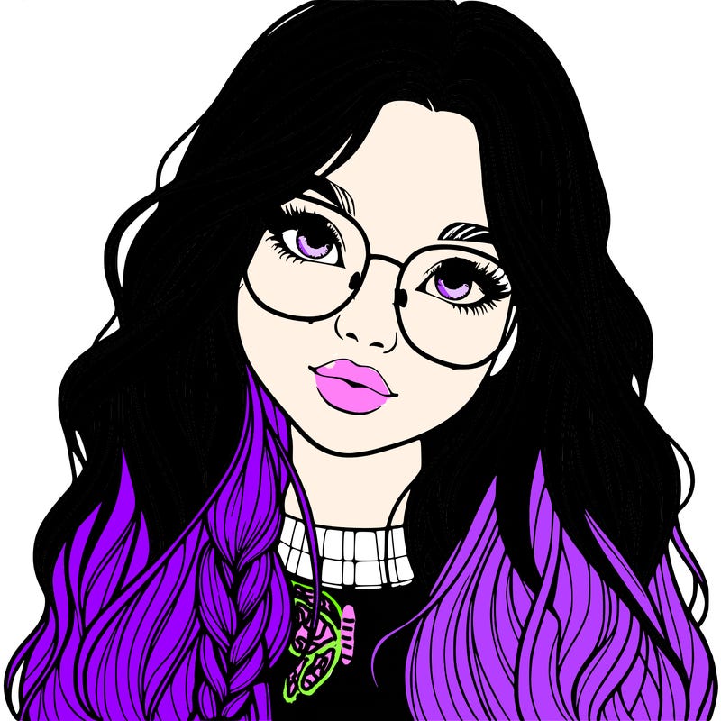 girl with long hair and freckles and glasses realistic