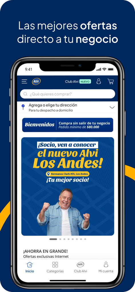 Club Alvi - Club Alvi mobile app homepage showing wholesale business offers and merchant discounts