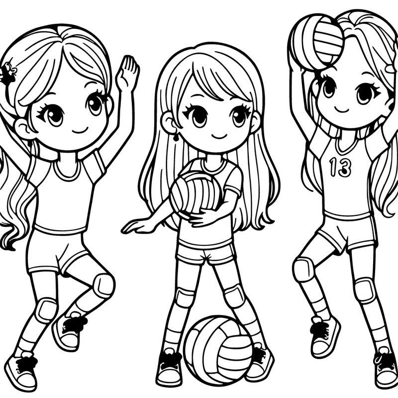 girls with volleyball