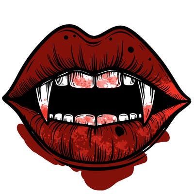 lips with vampire teeth