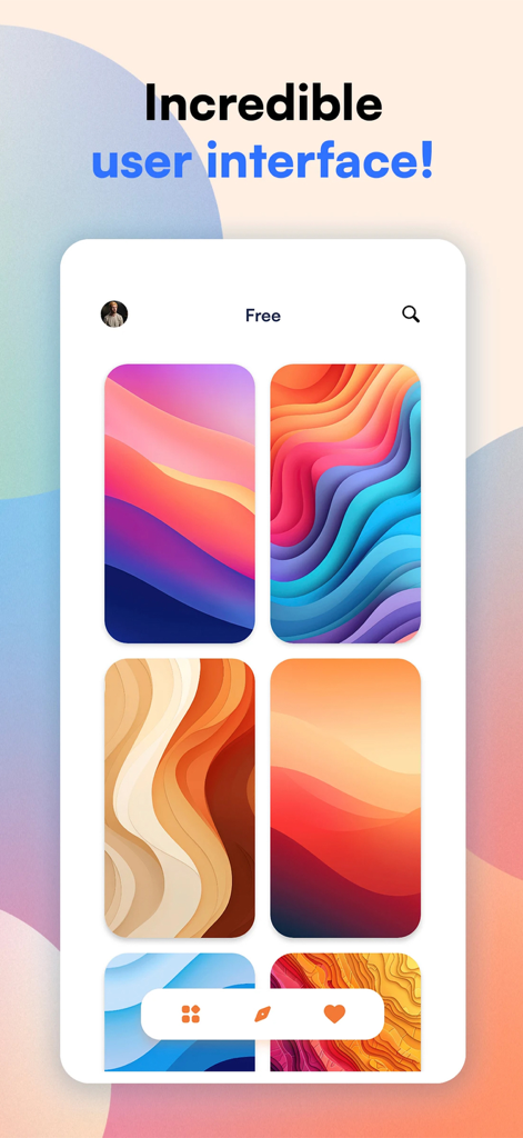 Lumina Wallpapers - Interfaz de la aplicación Fondos de Pantalla Lumina mostrando fondos de pantalla abstractos coloridos