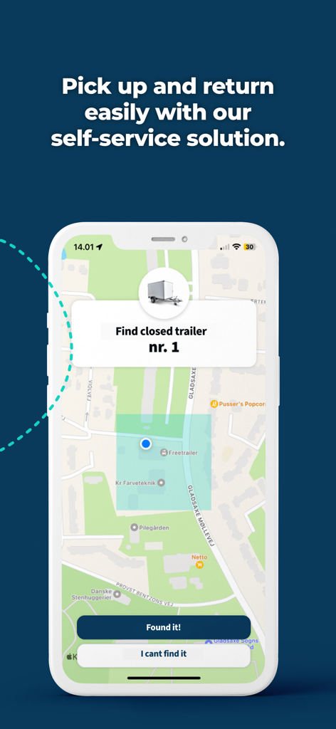 Freetrailer - Freetrailer app map interface for self-service trailer pickup