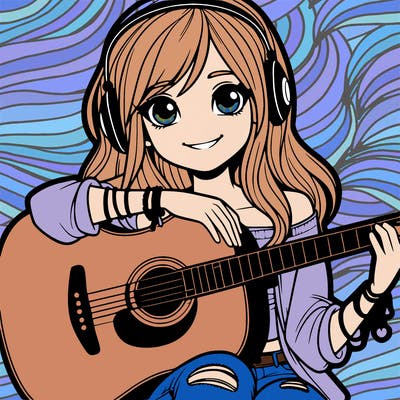 teenage girl with guitar