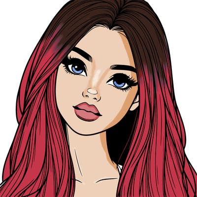 realistic teen girl with long hair and lips