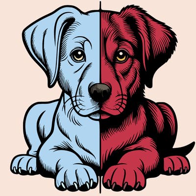 realistic dog split picture