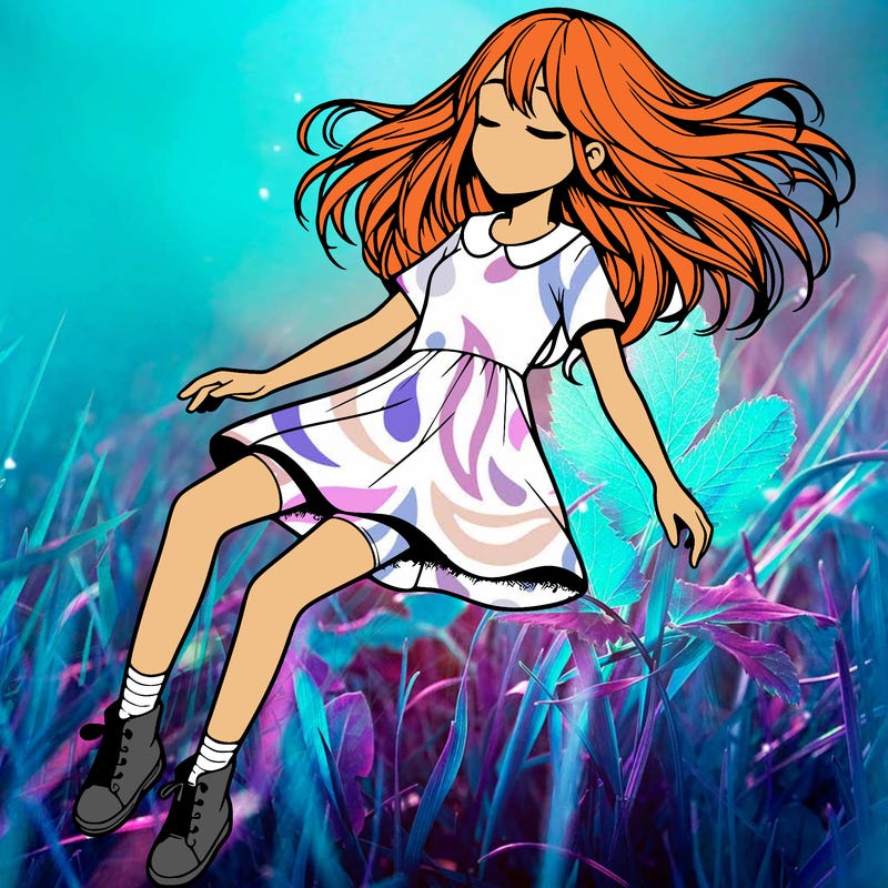 realistic girl floating