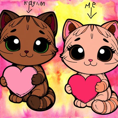 realistic cat holding a heart