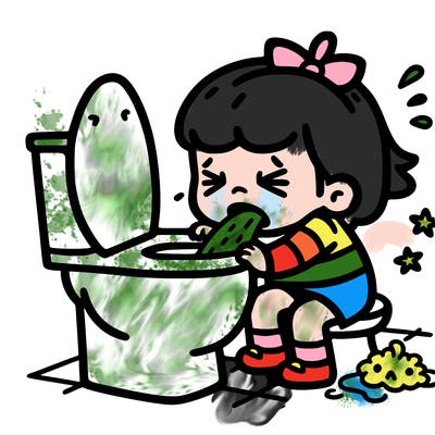 girl throwing up in the toilet