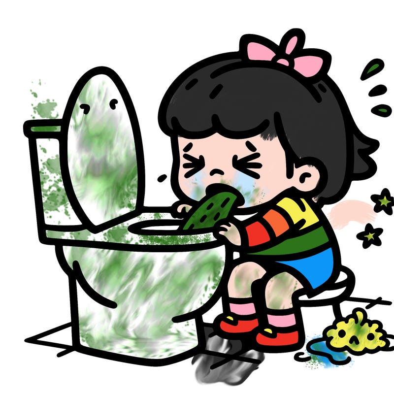 girl throwing up in the toilet
