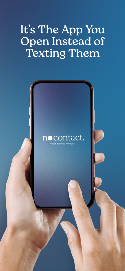 No Contact Tracker Pro - Um smartphone exibindo o aplicativo No Contact Tracker Pro com o texto É o aplicativo que você abre em vez de mandar mensagem para eles