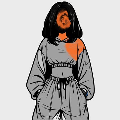 realistic girl faceless with baggy pants and a crop top