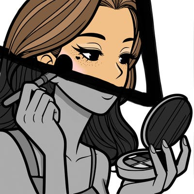 little girl putting on makeup