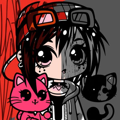 cool emo girl with a cat