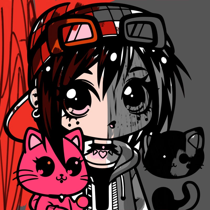 cool emo girl with a cat