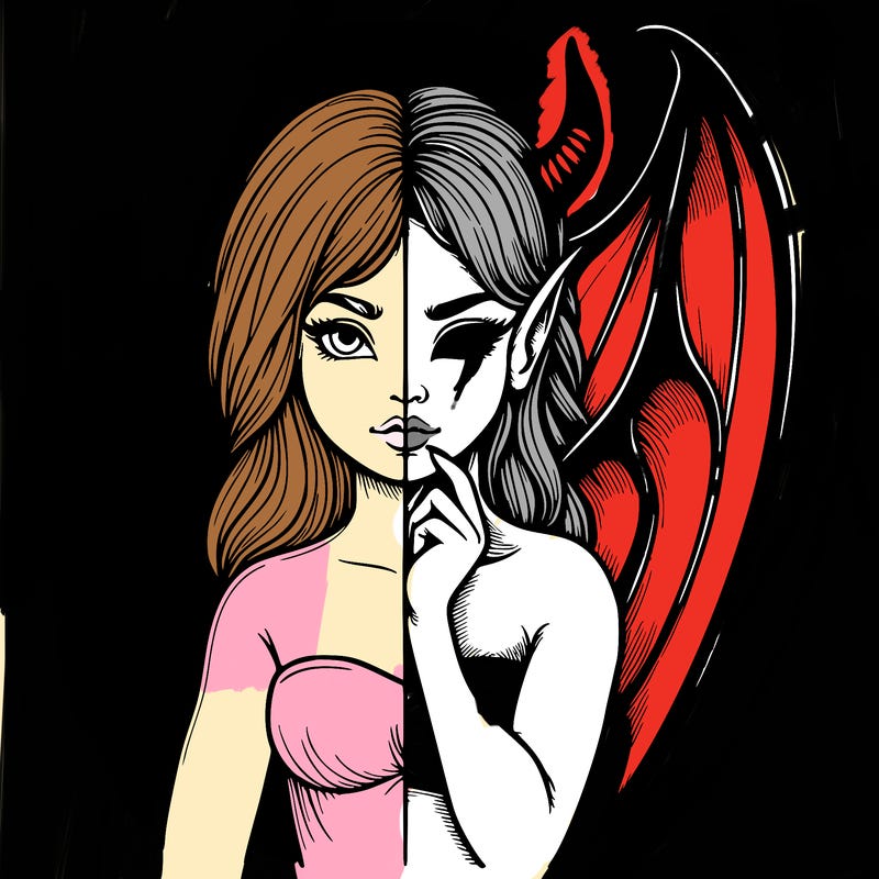 realistic angel half demon