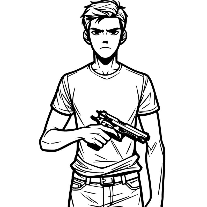 man holding gun.
man holding gun