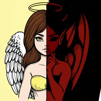 realistic angel half demon