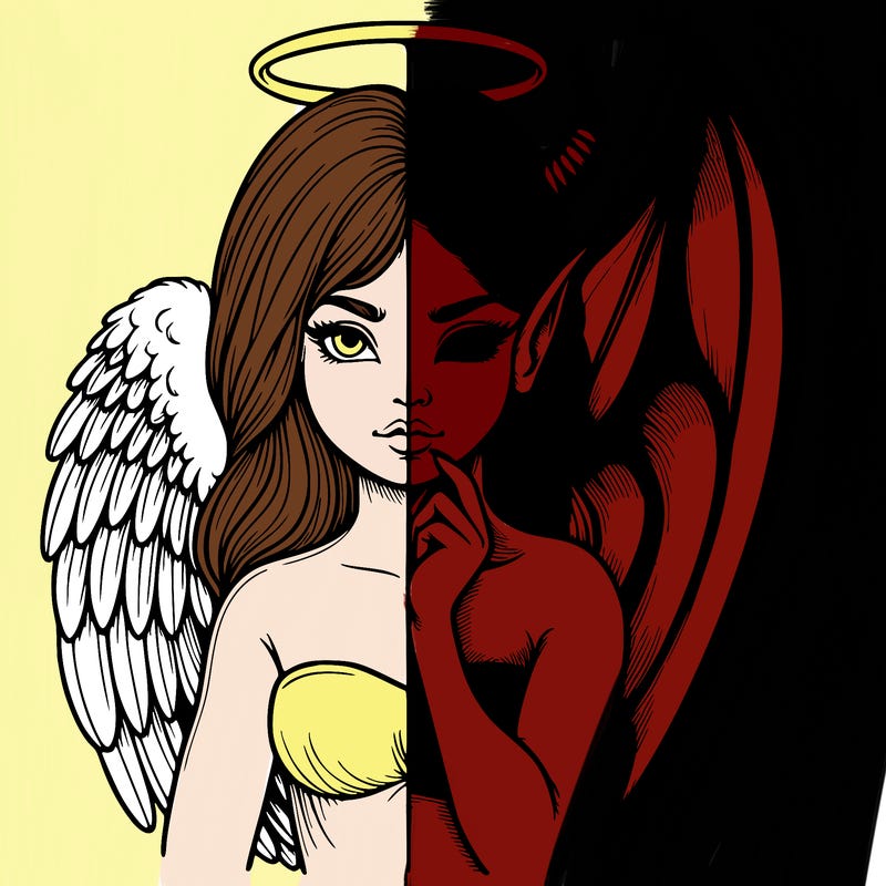 realistic angel half demon