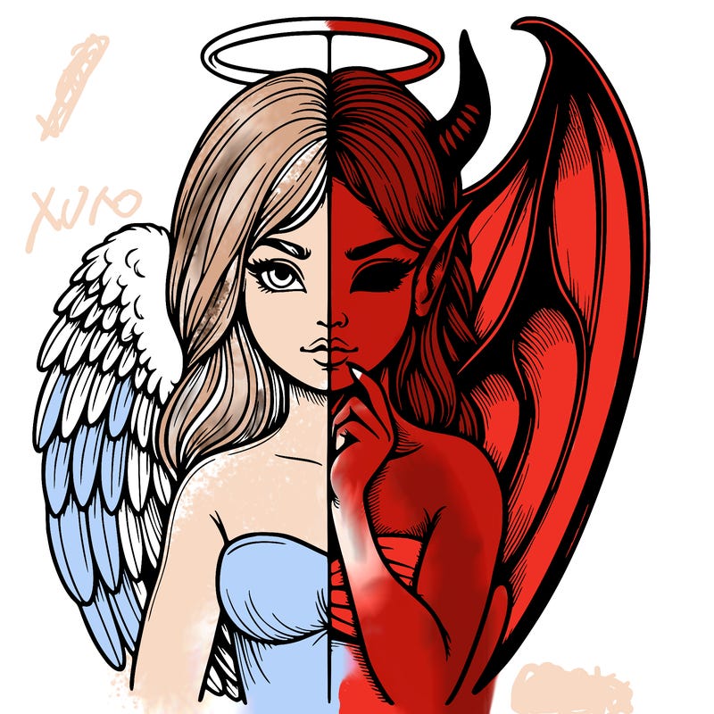 realistic angel half demon