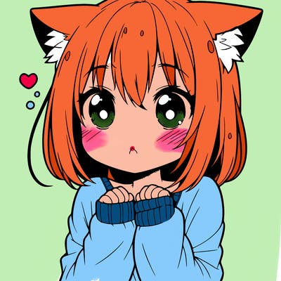 shy anime catgirl