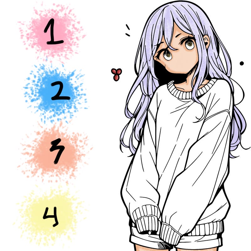 manga teen girl  in a sweater and baggy pants