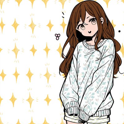manga teen girl  in a sweater and baggy pants