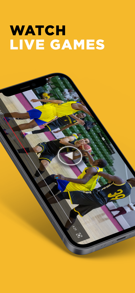 YouSports - Mobile phone showing a live basketball game on the YouSports app