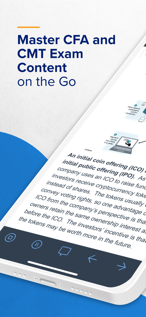 UWorld Finance - Exam Prep - Smartphone displaying UWorld Finance app content for CFA and CMT exam preparation