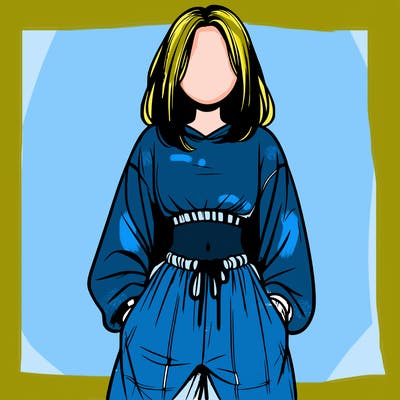 realistic girl faceless with baggy pants and a crop top