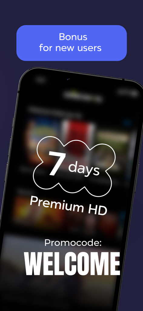 Kyivstar TV welcome bonus screen offering seven days of Premium HD with promocode WELCOME