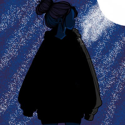 realistic girl with a oversized sweatshirt on and a bun