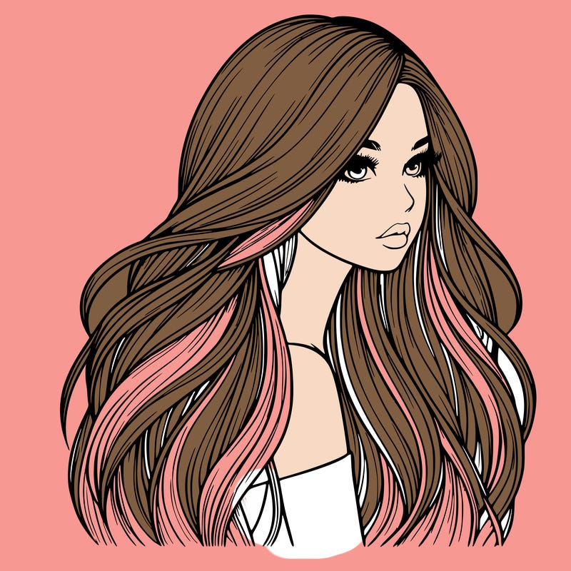 realistic girl with long realistic hair