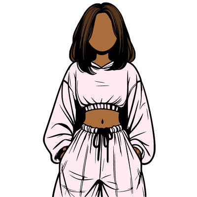 realistic girl faceless with baggy pants and a crop top