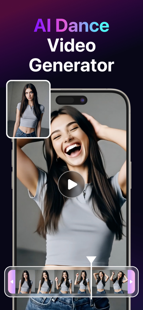 LitVideo: AI Video Generator - Interface of LitVideo showing an AI dance video generated from a single portrait photo