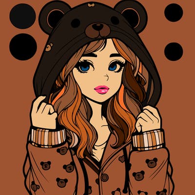 realistic girl in a animal pjs hoodie
