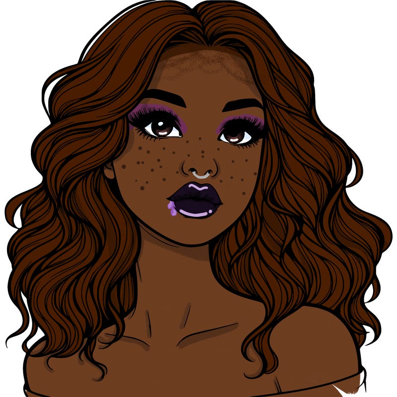 realistic girl with wavy hair and lips