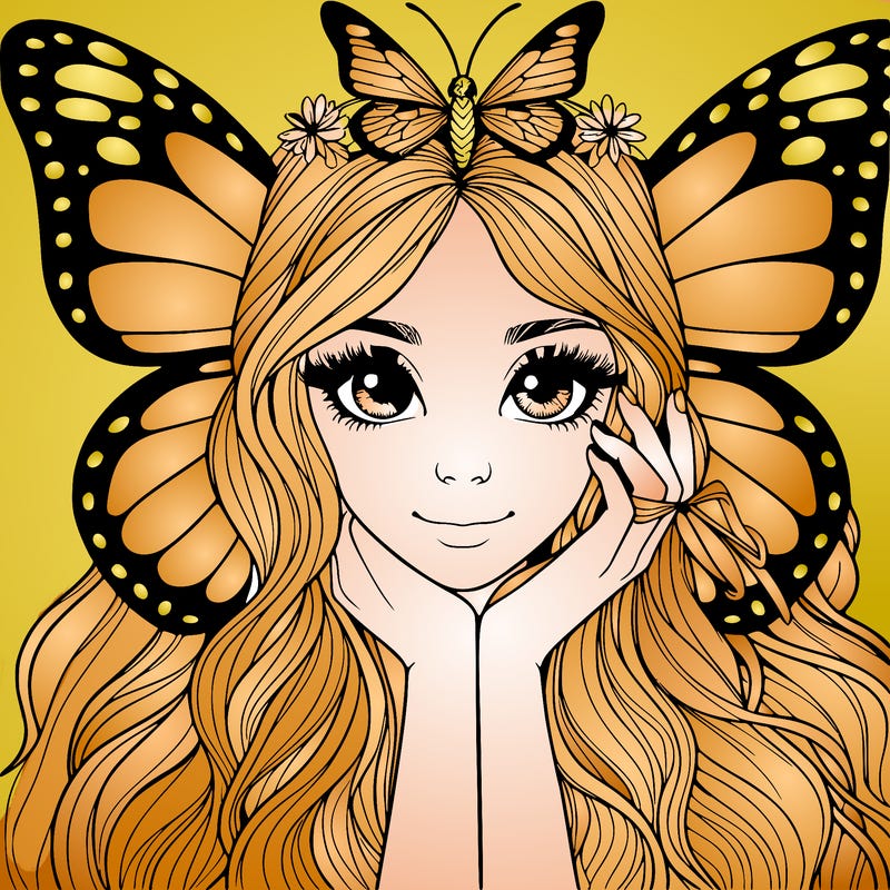 butterfly realistic girl