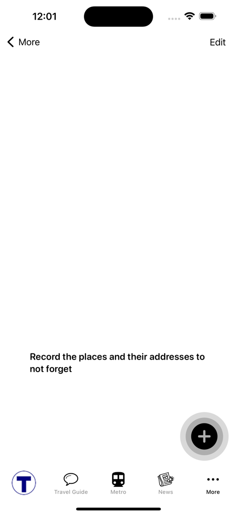 Stockholm Subway Map - Stockholm Subway Map app screen showing the feature to record and save travel addresses