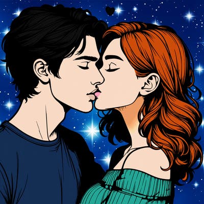 realistic couple kissing