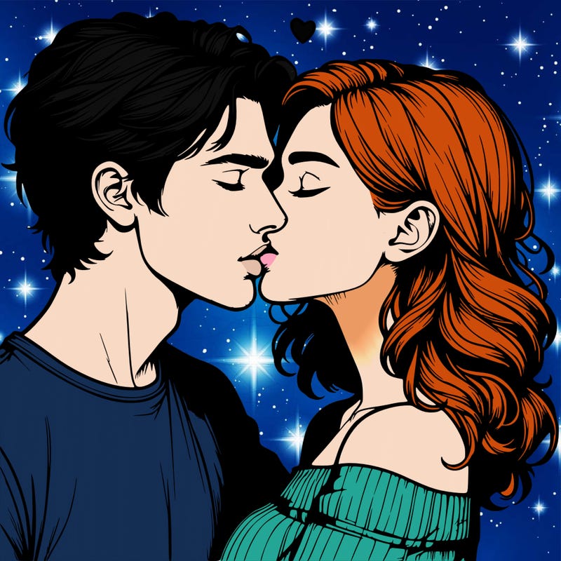 realistic couple kissing