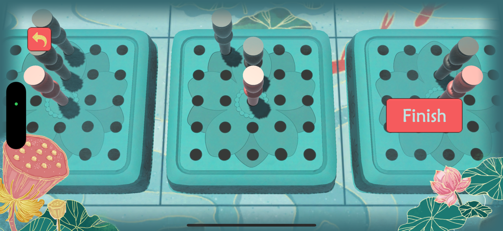 Thrive Board Game - Nahaufnahme von drei anpassbaren, tealfarbenen strategischen Spielfiguren mit Stiften und Lotusmustern in der Thrive Brettspiel-App.