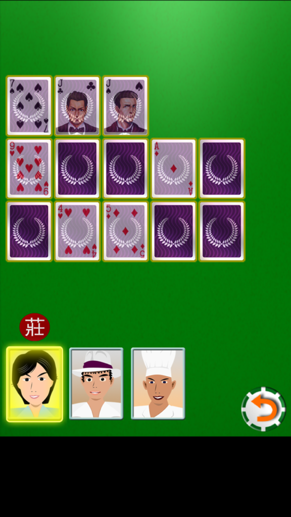 Chinese Poker - Best Pusoy,Thirteen,Pineapple,Russian Poker - Gameplay of Chinese Poker showing thirteen cards arranged in three rows on a green table with player avatars
