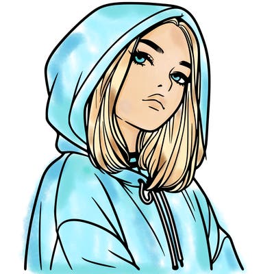 a realistic girl in a hoodie