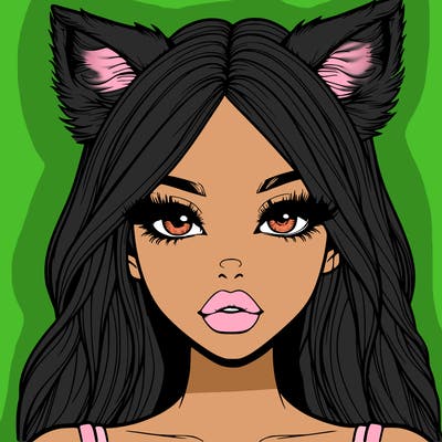 realistic girl with fox ears and realistic lips