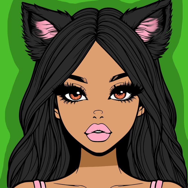 realistic girl with fox ears and realistic lips