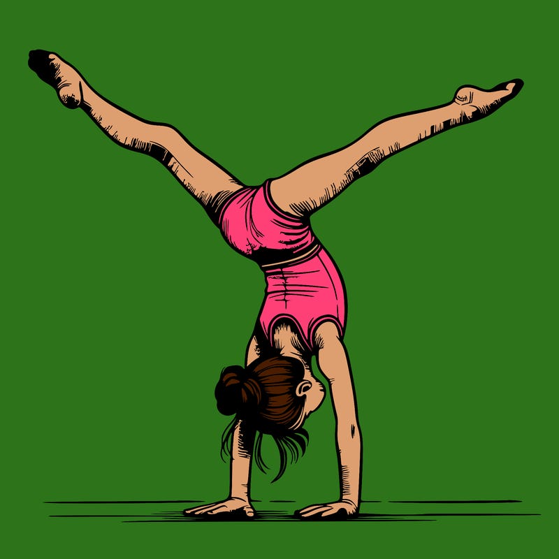 realistic gymnastic hand stand girl in four splits