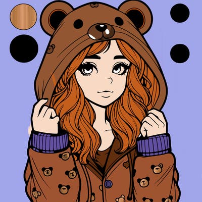 realistic girl in a animal pjs hoodie